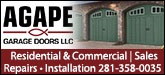 Agape Garage Doors LLC Sponsorship Banner